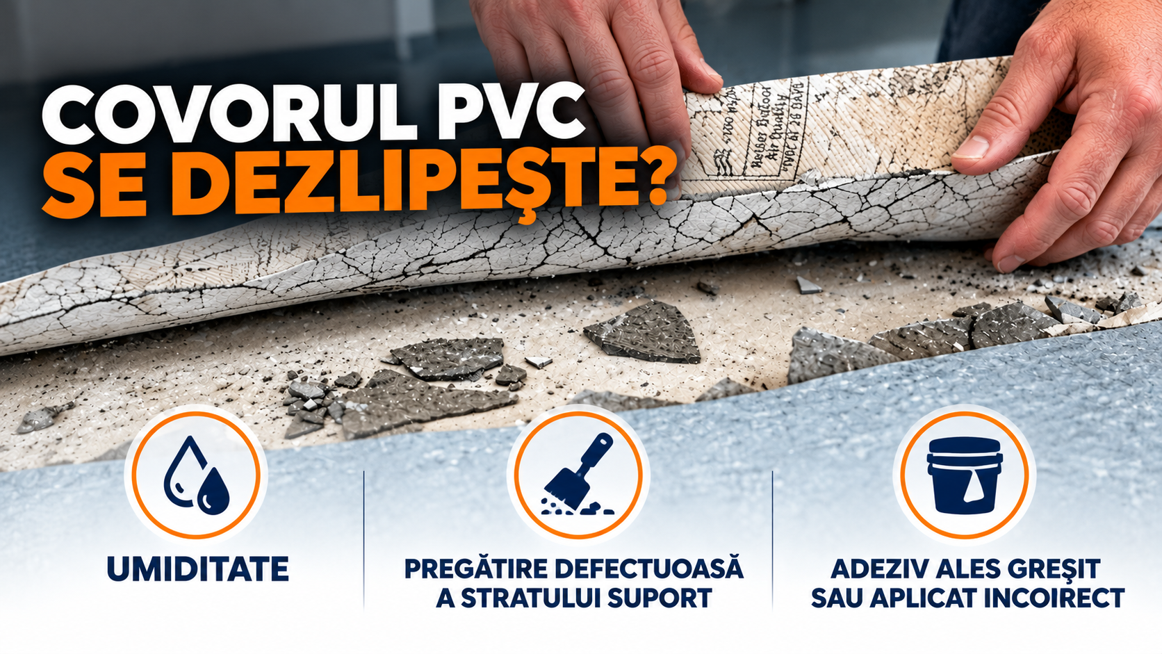 Covorul PVC se dezlipește? 3 cauze frecvente și soluții